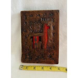 Machu Picchu Tooled Leather Notepad Vintage Handmade Souvenir Peru 7 X 5 Journal